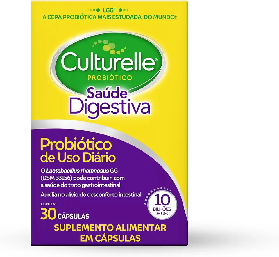 Culturelle Probiótico Saúde Digestiva, Suplemento Alimentar Diário, Com Lactobacilos, Sem Glúten, Sem Lactose, 30 Cápsulas