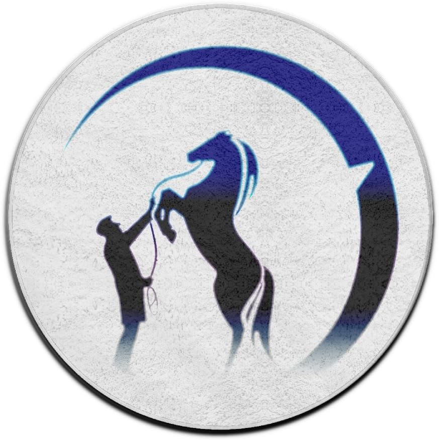 SkyGlee Circular Moon With Horse Printed Doormat Non-Skid/Slip Rug, Diameter23.62"
