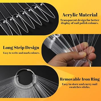 200 PCS Nail Swatch Sticks Clear Nail Colour Display Nails Samples Sticks