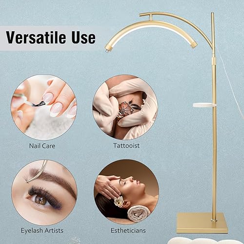 Miniatura 6 de Lámpara de luz de pestañas para extensiones de pestañas LED de piso con anillo de media luna, lámpara de luz para extensión de pestañas, tatuaje de