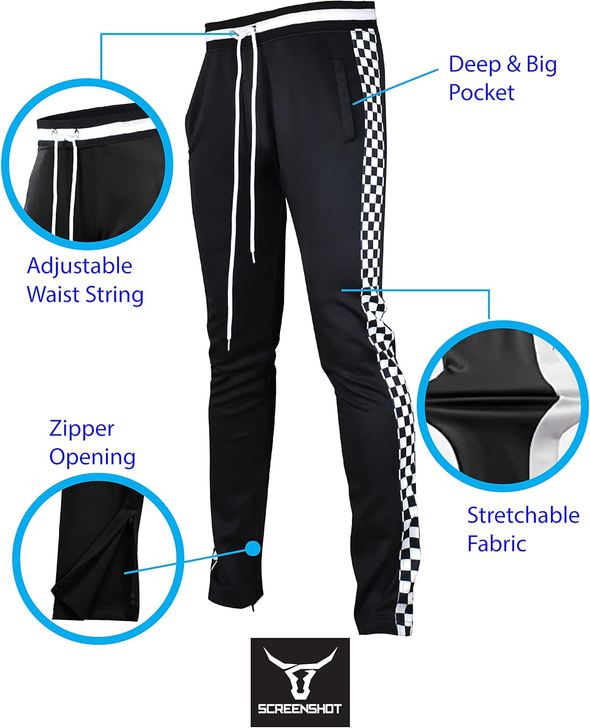 SCREENSHOT-Track Pants S41700 Mens Premium Slim Athletic Fitness Lifestyle Workout Bottoms - Classic Fit - Image 3