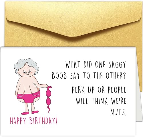 Chenive Divertida tarjeta de cumpleaños para ella, tarjeta de cumpleaños grosera para mujer, tarjeta de feliz cumpleaños 50, 60 y 70 para amiga