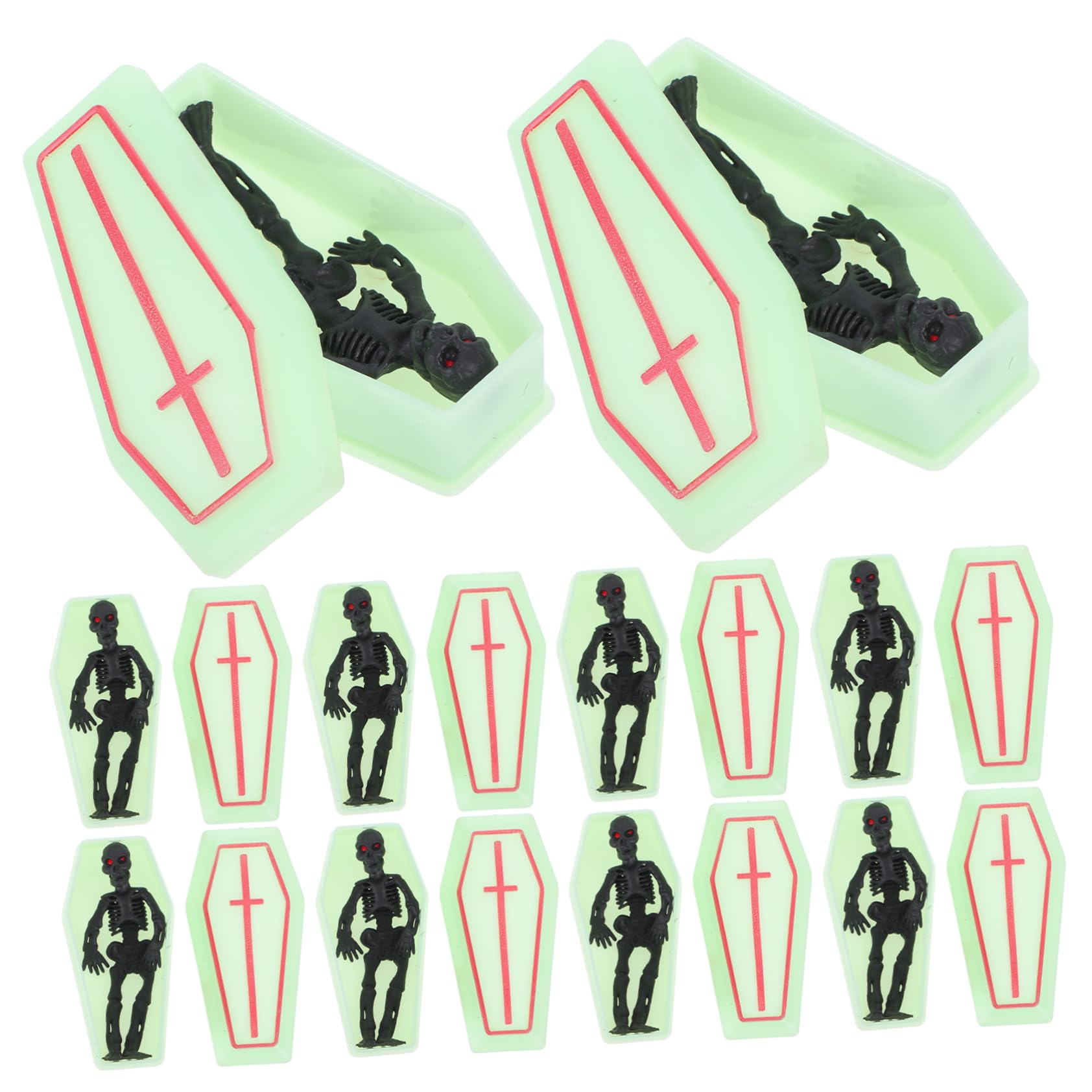 NAMOARLY Halloween Indoor Decorations Mini Coffin Prop Plastic Container Skeleton Figurine Party Toy