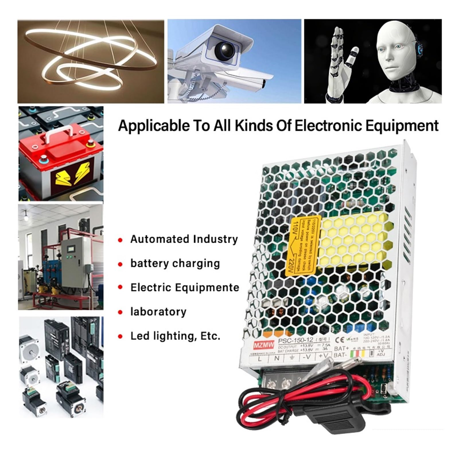 Trasformatore LED Alimentatore switching for caricabatterie UPS da 150 W, 12 V, 24 V CA, CC, 13,8 V, 7,5 A, 27,6 V, 4 A, 110 V, 220 V, SMPS, caricabatterie PSC-150-24 150-12 , Facile da installare