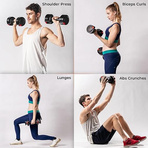 Miniatura 2 de LifePro PowerUp - Juego de mancuernas ajustables para levantamiento de pesas equipo casero de entrenamiento de fuerza construcción muscular fitness