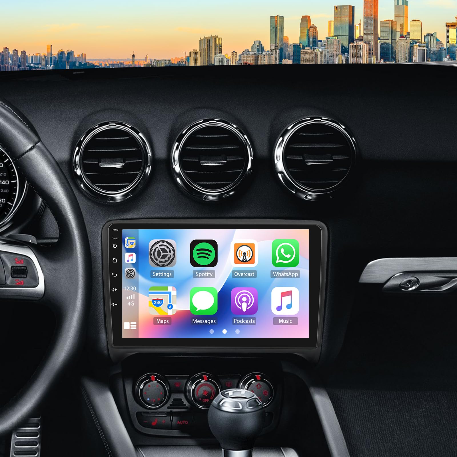 Carplay wyświetlacz do Car Play i Android Auto, 9-calowy ekran dotykowy radio samochodowe z Bluetooth, WLAN, FM/RDS, SWC, nawigacja GPS do TT MK2 2006-2014