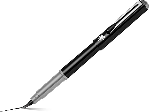 Pentel - Rotulador pincel con pulsador trasero y de tinta brillante, Color dorado