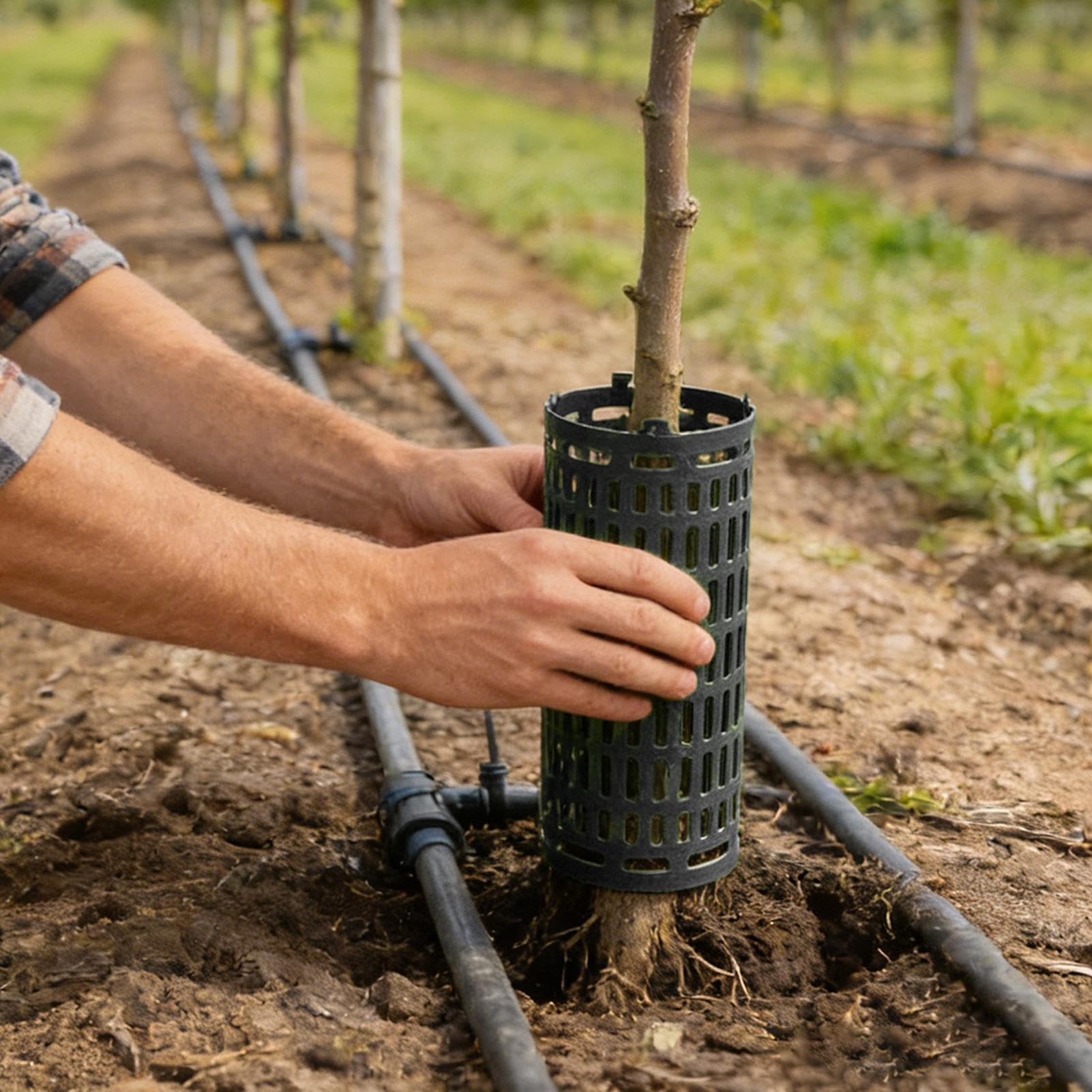 Protettore Tronchi Avvolgibile Protezione Solare con Pali | Protettori per Alberi con Pali per Proteggere dagli Animali Per Cortile Viale Frutteto Giardinaggio Esterno Potatori