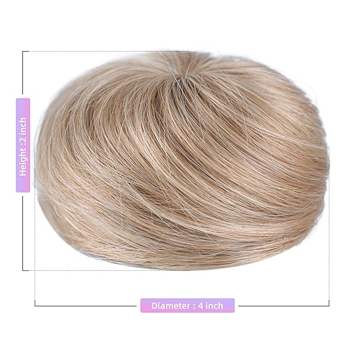 Miniatura 3 de HSPJHTM 2 extensiones de moño de cabello rubio, extensiones de moño de cabello rubio para mujeres y niñas, extensiones de moño de ballet falso con