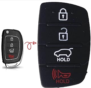for Hyundai REPLACEMENT BUTTON PAD for Key Fob Shell Case Cover Flip key Keyless Entry Remote Flip for 2014-2017 Hyundai Sonata Tucson Santa Fe NYODD4TX1306-TFL / TQ8-RKE-3F05 / TQ8-RKE-4F19 / OSLOKA-875T- INCLUDES DETAILED INSTALLATION VIDEO - (4 Buttons)