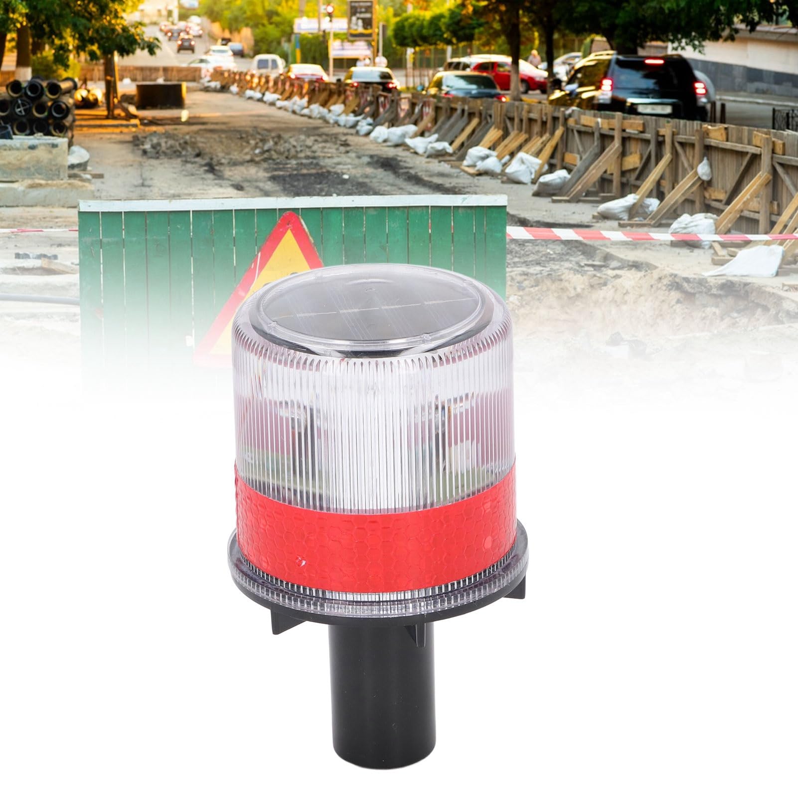 Eujgoov Voyant d'avertissement Stroboscopique Solaire, Coque PC Réfléchissante, Lampe Clignotante de sécurité étanche, visibilité de 300 M pour le Trafic de Construction et la Navigation