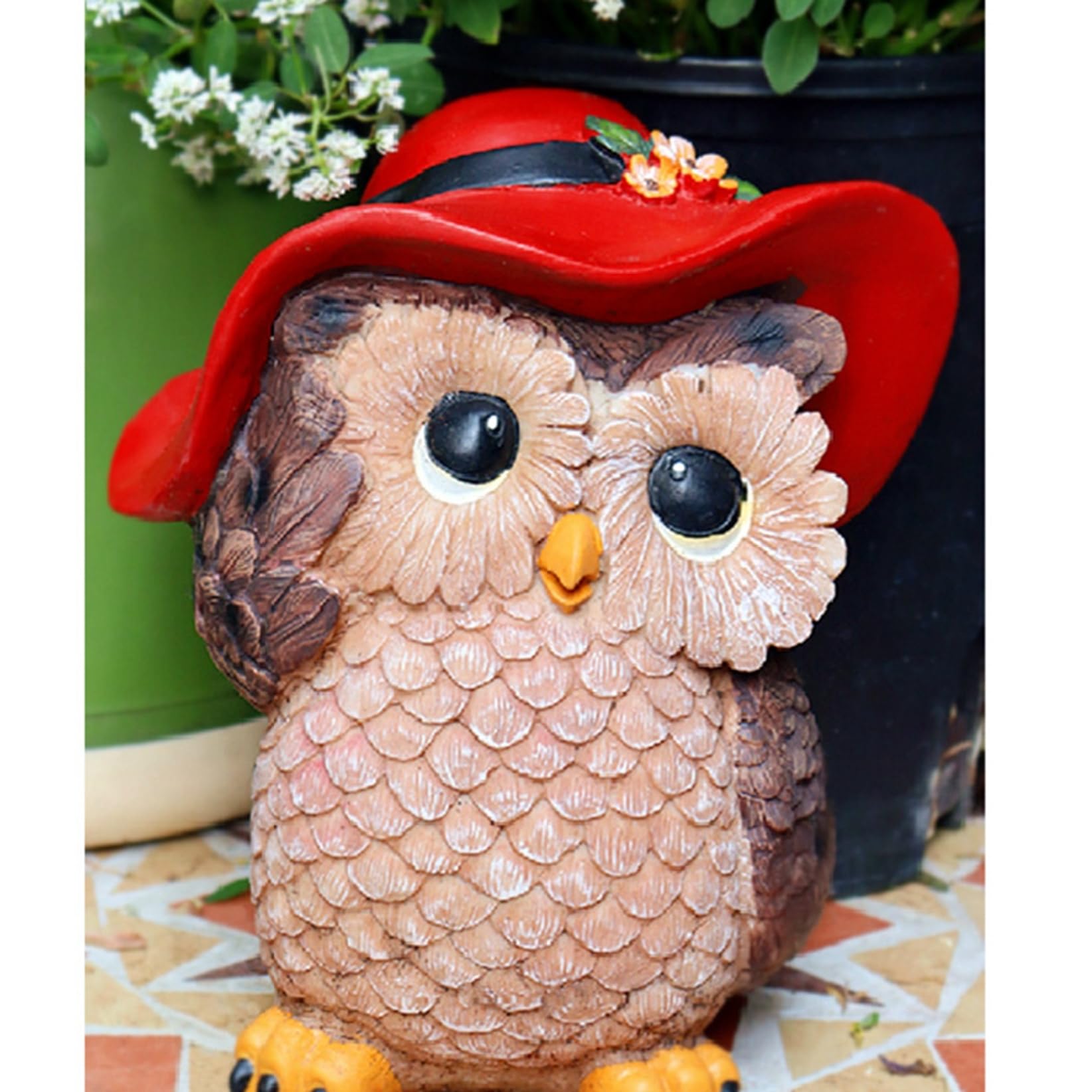 Amazon.co.jp: 赤帽フクロウ ガーデンオーナメント 置物 インテリア Amazon.co.jp: 赤帽フクロウ ガーデンオーナメント 置物 インテリア