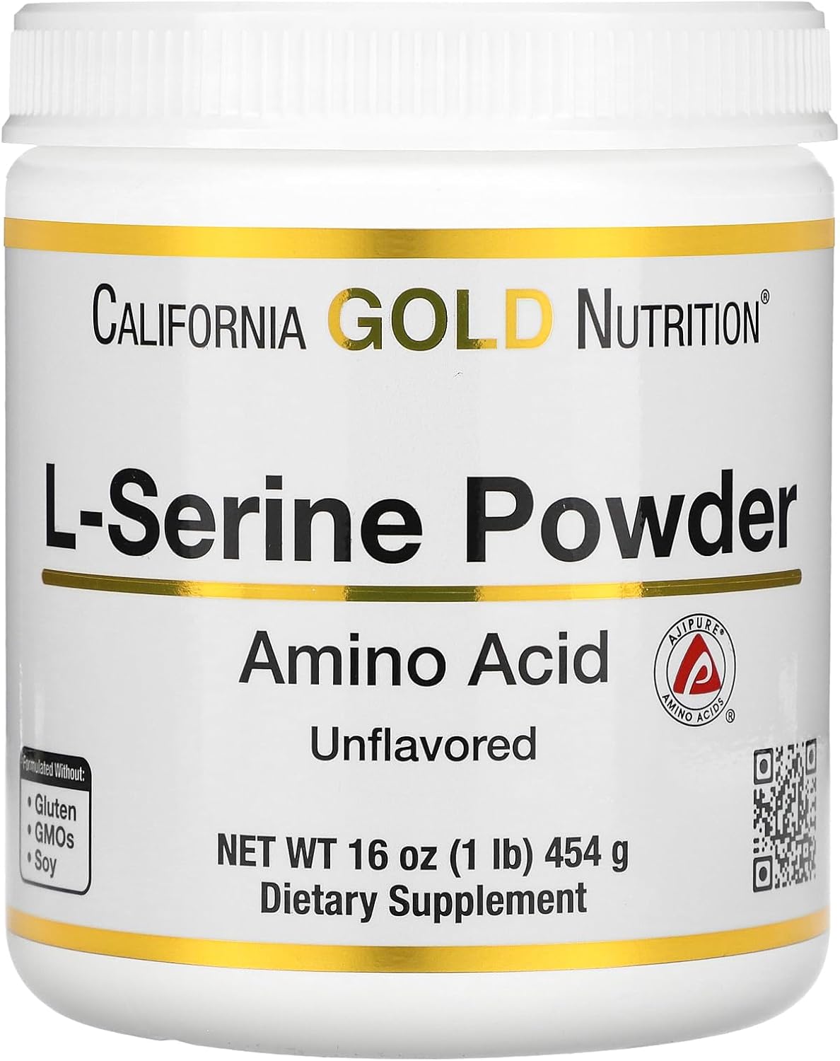 L-Serine Powder, AjiPure Amino Acid, Unflavored Powder, 1 lb 454 g, California Gold Nutrition