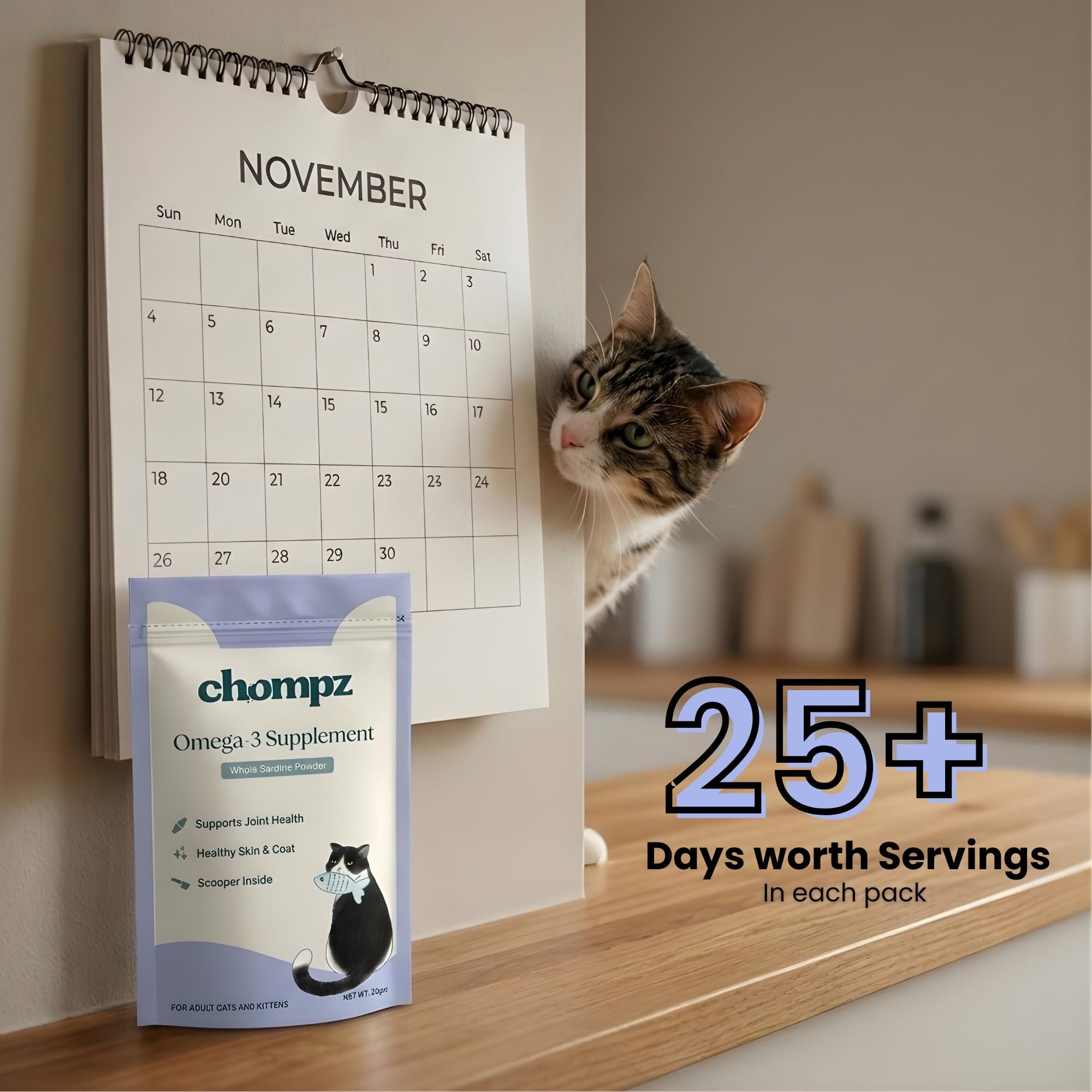 Chompz Sardine Powder for Cats | Natural Omega-3 Supplement | 50G | Pure Whole Fish Powder for Joints, Skin & Coat | Cat Food Topper | Scooper Included | for Kittens & Adults | 25+ Servings — Amazon image 8