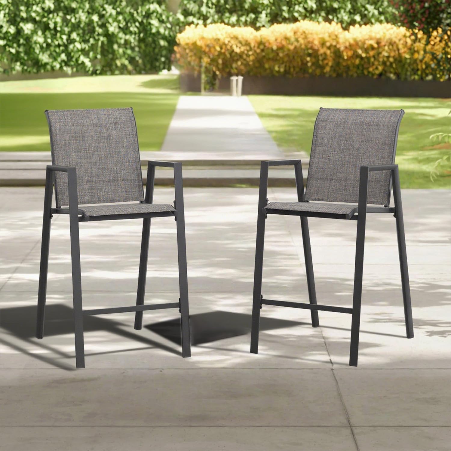 Outdoor Bar Table – 36.5" High Square Patio Pub Table with Heavy-Duty Metal Frame, Ideal for Garden, Balcony, Backyard, or Poolside, Black