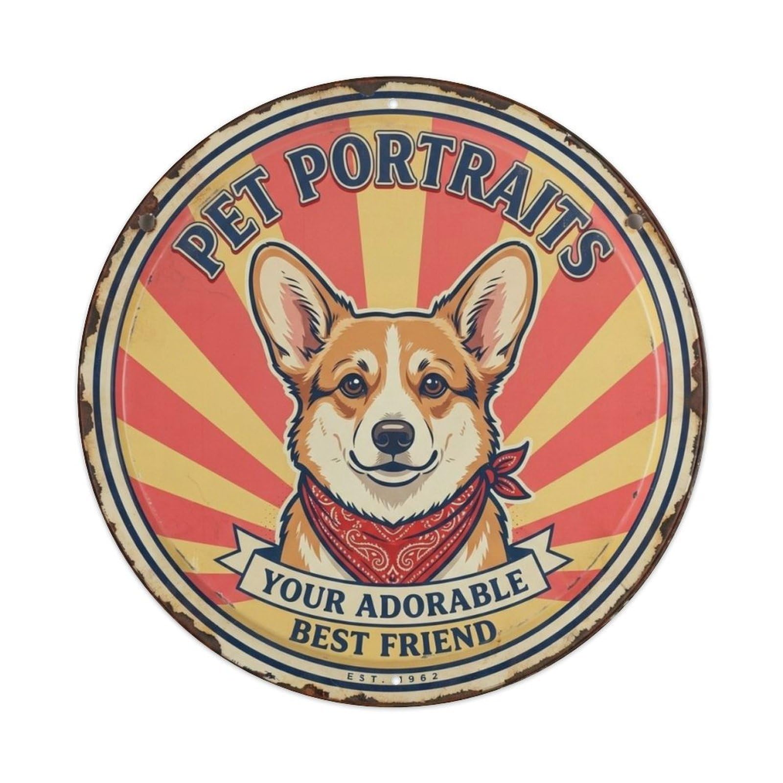 Cute Corgi Dog Metal Tin Sign Plaque