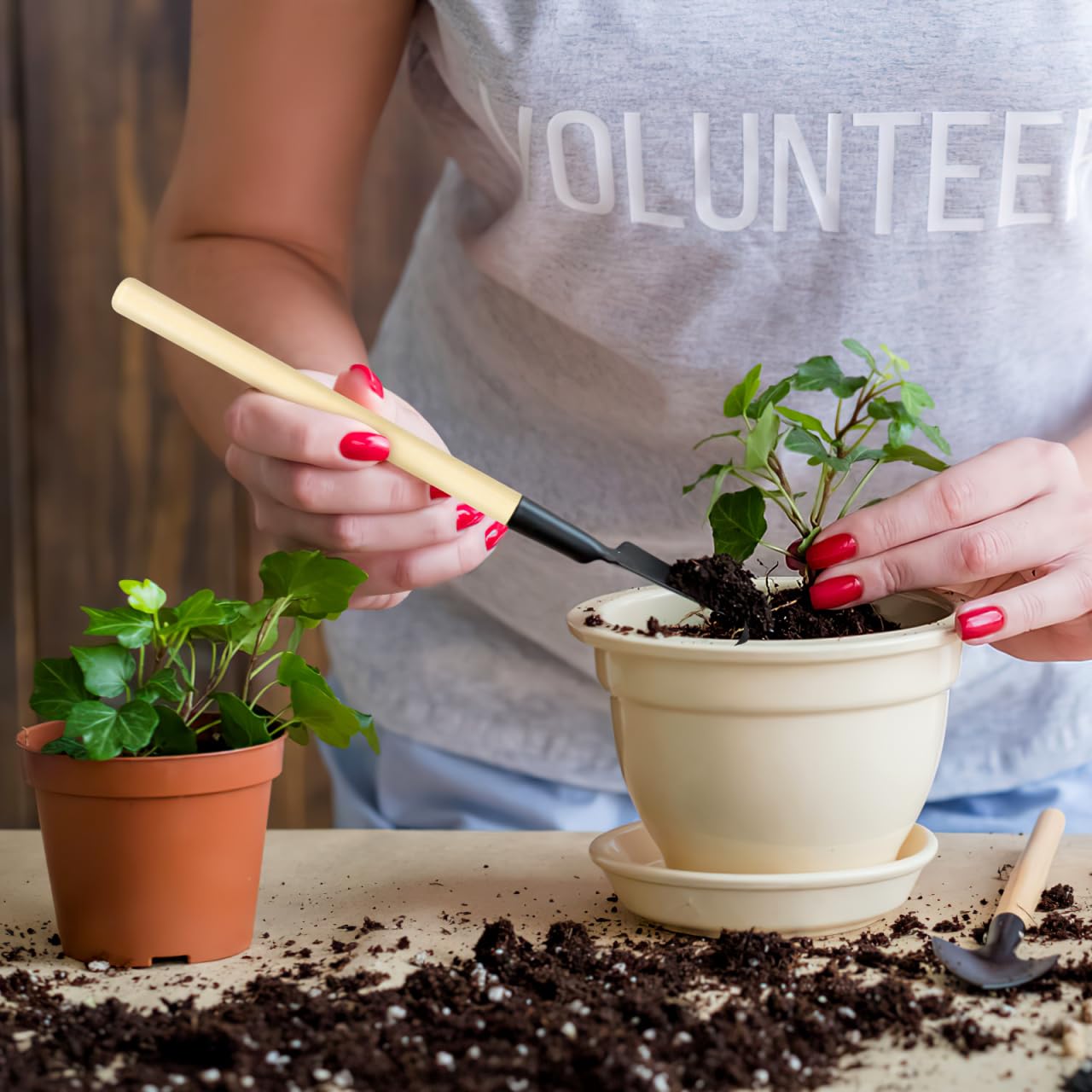 Sosoport 2sets Mini Gardening Tools with Handles Lightweight Planting Tools for Transplanting Flowers and Vegetables