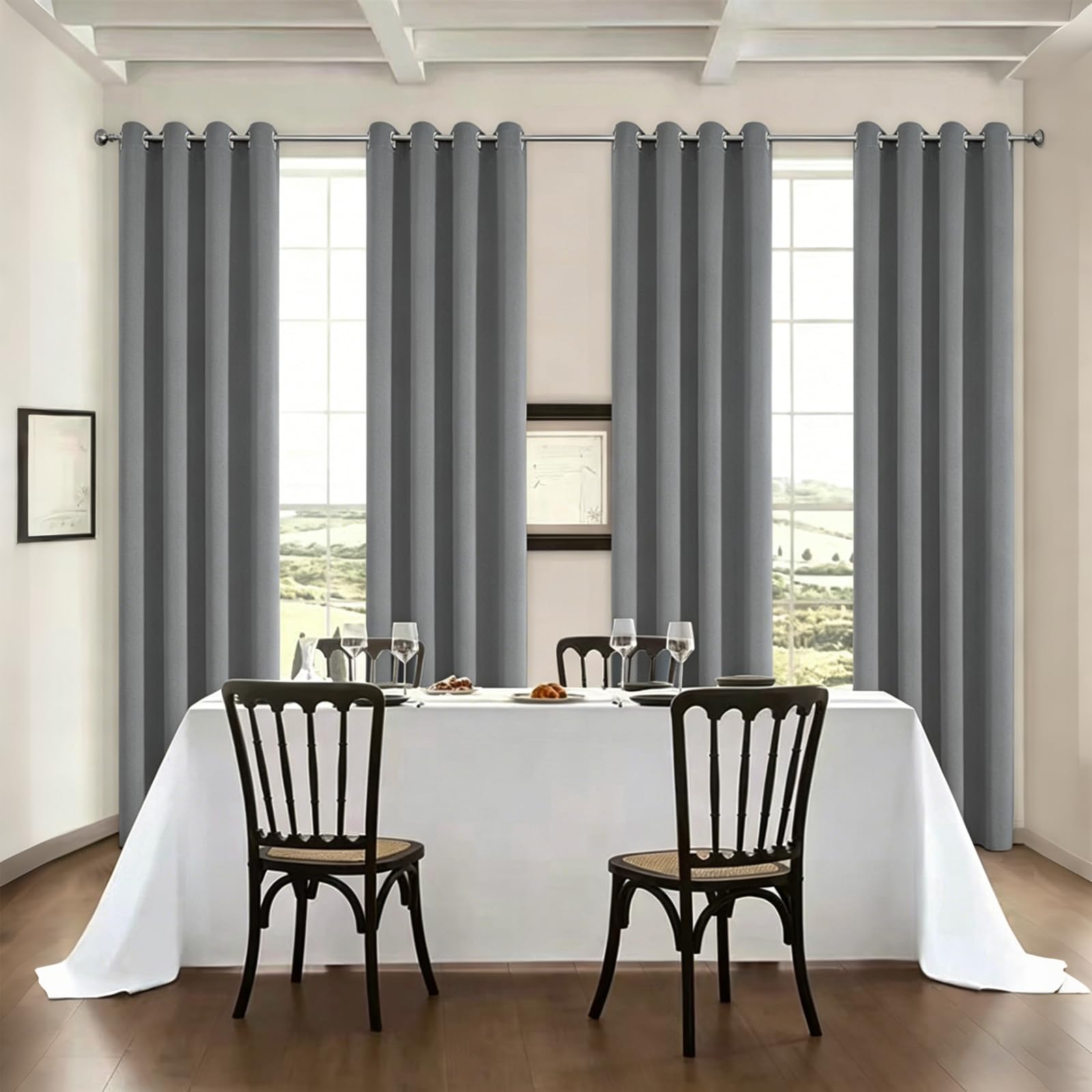 Verdunklungsvorhänge 2 Teile, Undurchsichtiger Thermovorhang, Kälteschutz, Vorhang mit Ösen fürs Schlafzimmer, Wohnzimmer, Gardinen Blickdicht, Curtains, Vorhang H260xW140cm Grau