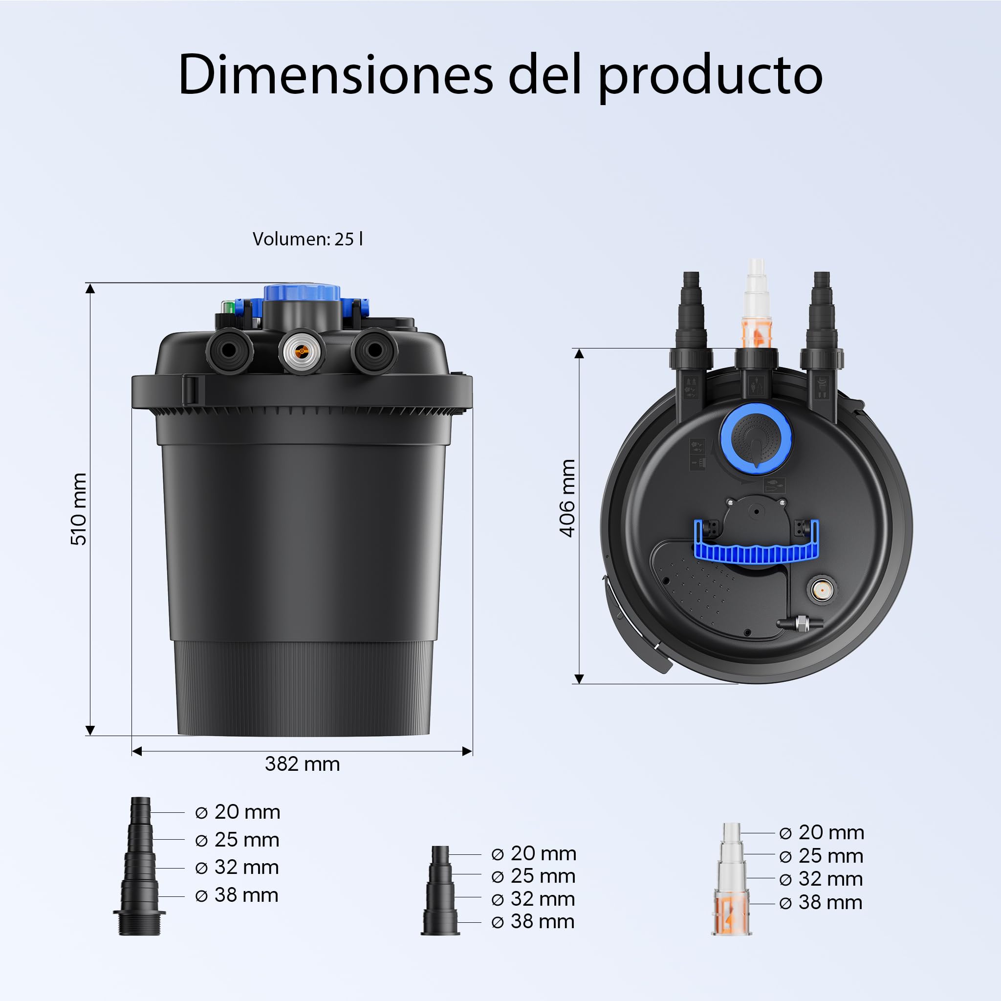 SunSun Kit Filtro estanque presión 10000 11W UVC clarificador 20W bajo consumo tipo bomba 25m tubo