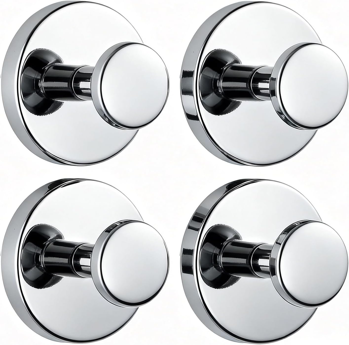Suction Cup Hooks for Shower, Over The Door Hooks & Towel Hooks for Hanging up to 15 Lbs – Hooks for Bathroom, Kitchen, Tile – Suction Cups for Door Wreaths, Coat (4, Chrome Polished)