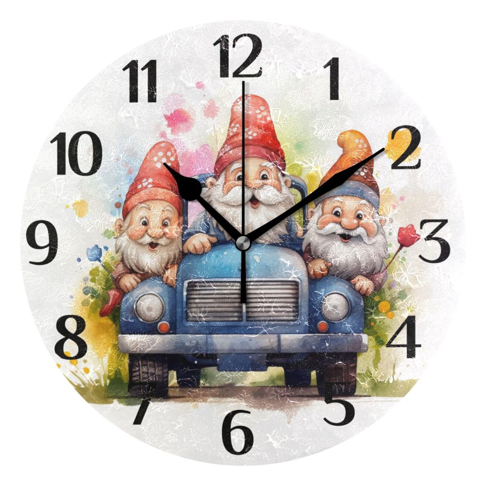 Horloge murale ronde chat de 24 cm silencieuse pour décorer la chambre