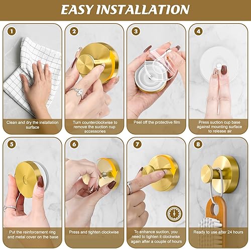 Miniatura 5 de BKV - Ganchos de ventosa para ventanas de vidrio, ganchos de ducha extraíbles para dentro de la ducha, ganchos de toalla de metal para baños,