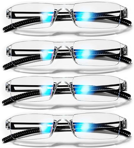 Miniatura 1 de Paquete de 4 lentes de lectura con bloqueo de luz azul para mujeres y hombres lectores de computadora ligeros sin montura 10 15 20 25 30 35 40