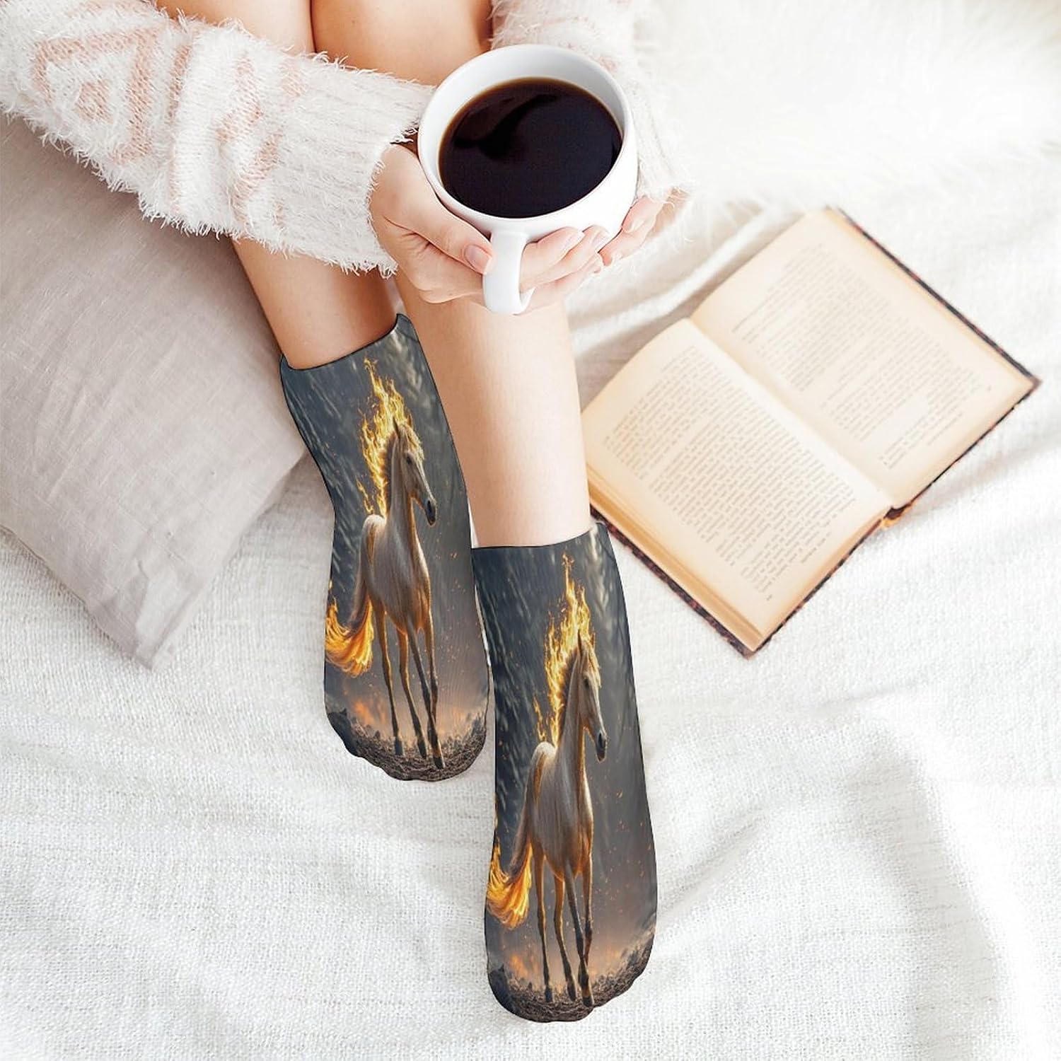 Flame Horse Ankle Sock-Low Cut Breathable,Basketball Socks for Men Women,Tube Socks for Work Sports