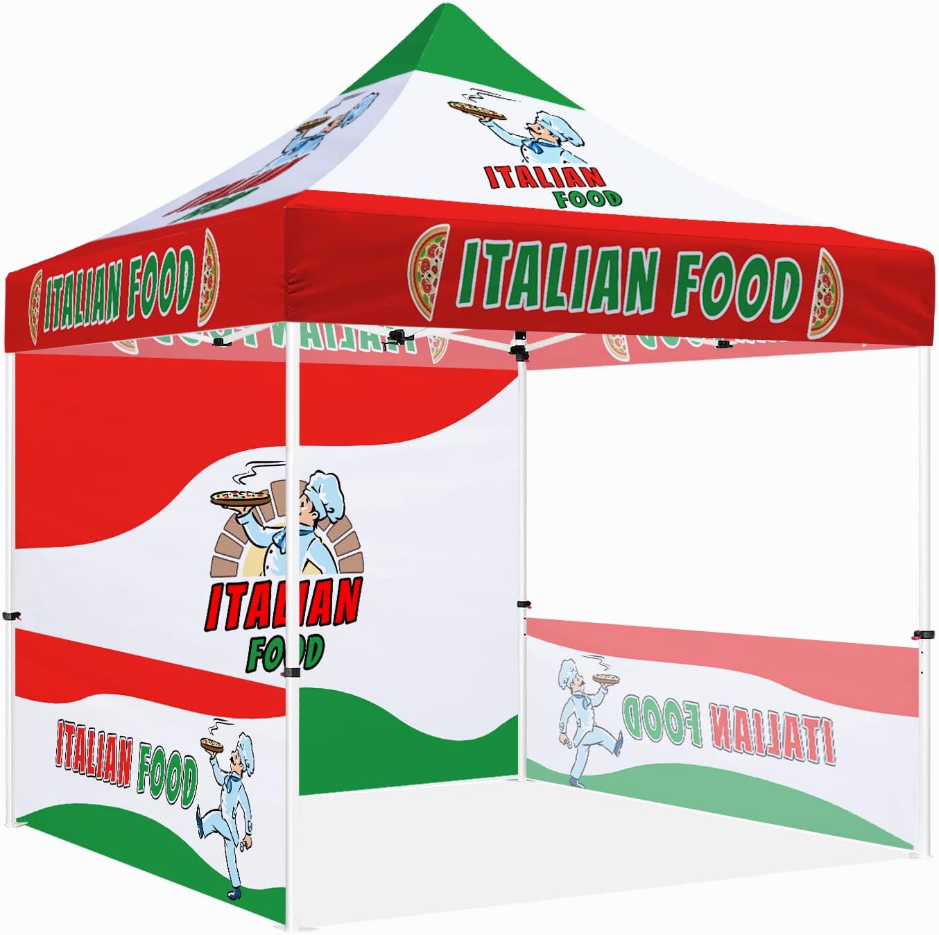 Custom Canopy Tent 10x10 with Logo, Personalized Pop Up Canopy Tent with Optional Walls for Business Events, Trade Shows, Farmers Market, Roller Bag Included(Demo Italian Food)
