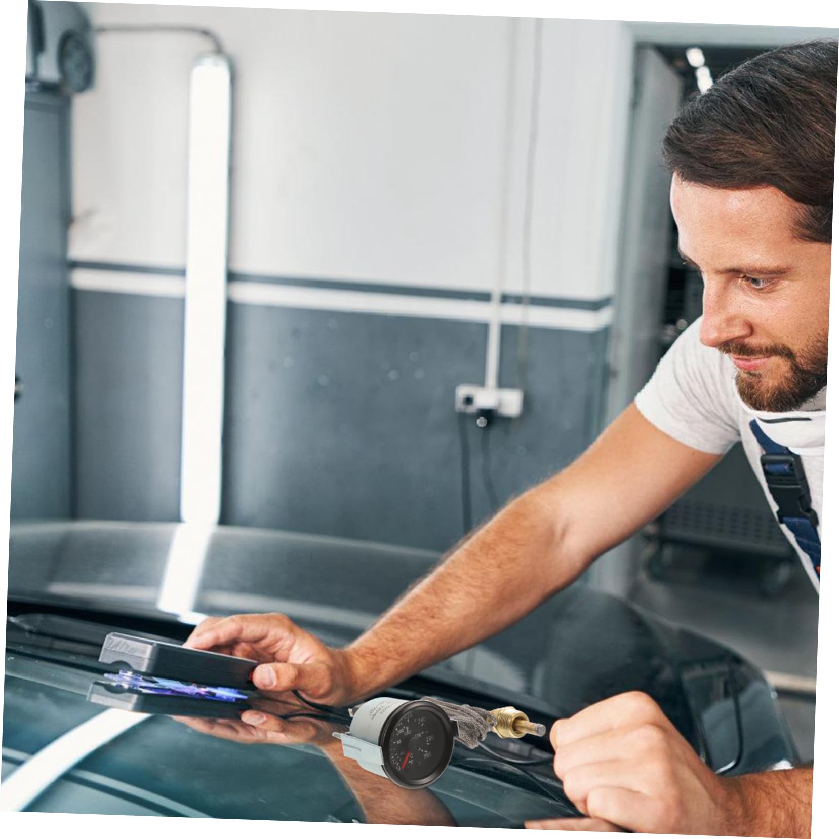 Alipis Misuratore Di Temperatura Dell'acqua Meccanico 52 Mm Con Sensore, Indicatore Della Temperatura Dell'acqua in Metallo Per Auto e Camion, Monitoraggio Reale Per Protezione Motore