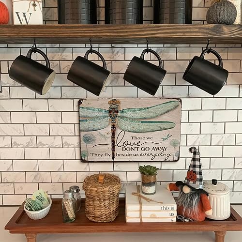 Miniatura 7 de YOYI ART Letrero de metal para decoración de pared de libélula de diente de león, con texto en inglés Those We Love Don't Go Away, letreros de