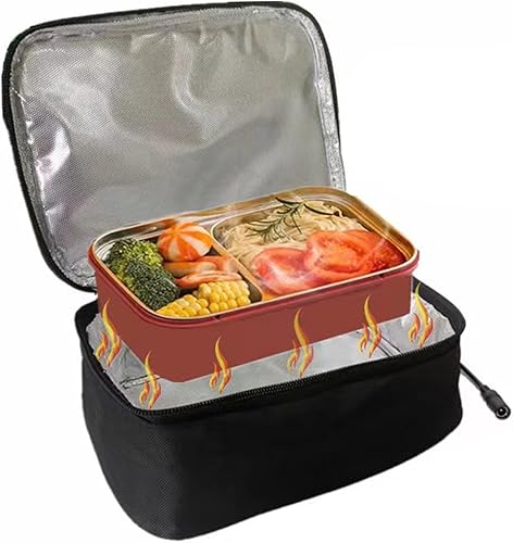 Miniatura 6 de Calentador de alimentos portátil, bolsa de almuerzo calentada de 12 V, lonchera con carga USB, mini horno, microondas, calentador Oxford para
