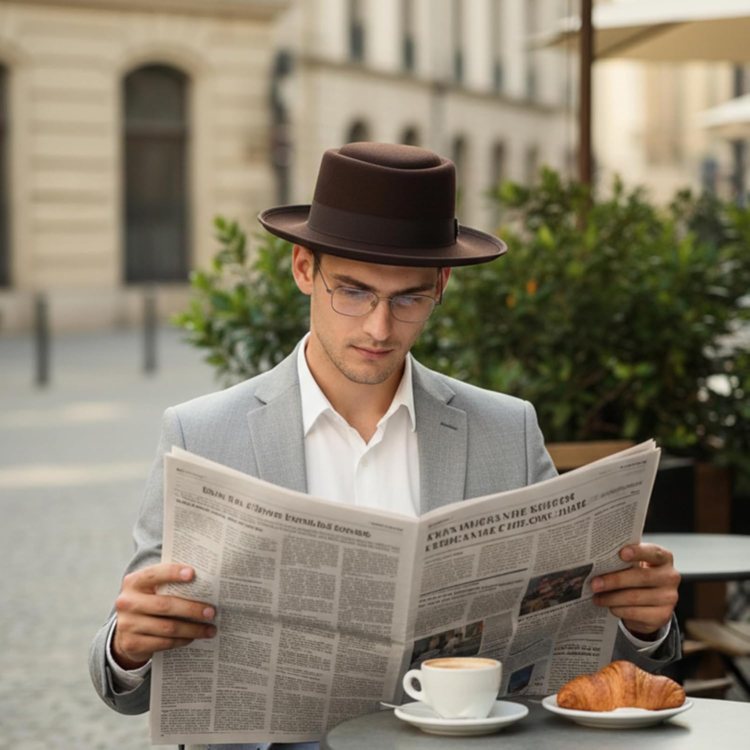 FADACHY Fedora Hats for Men & Women Pork Pie Hat Flat Top Felt Hats Panama Wide Brim Dress Hat - Image 4