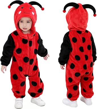TONWHAR Unisex Baby Animal Costume for Halloween & Playwear - Cartoon Hooded Romper for Infants & Toddlers