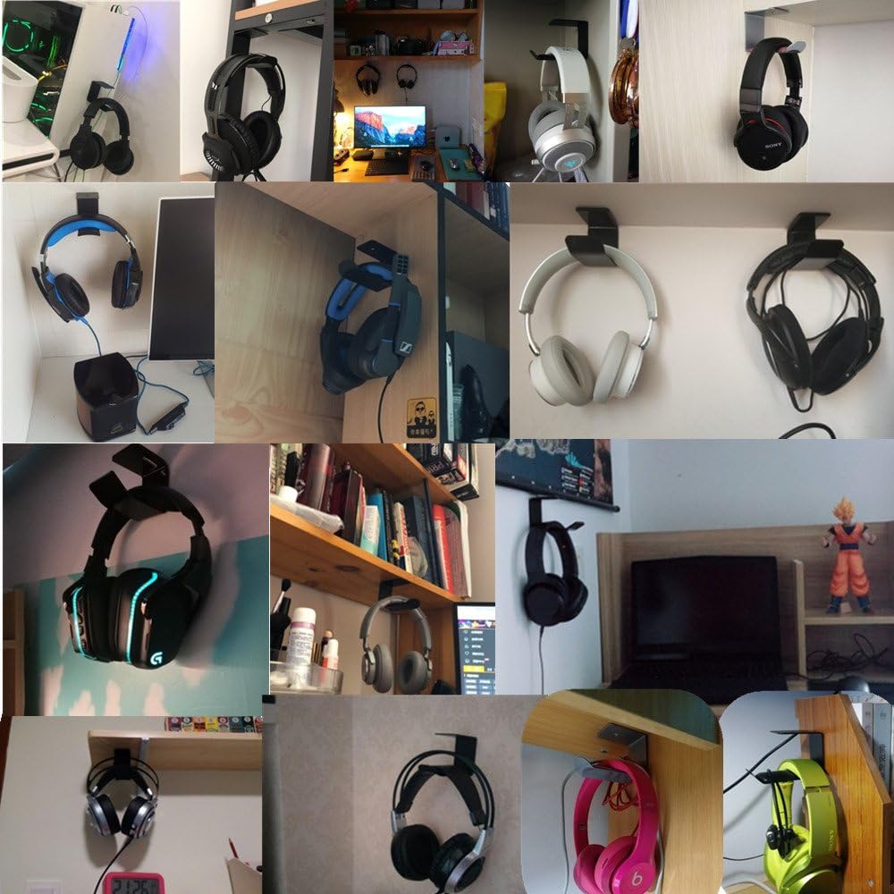 MeetRade Headset Headphone Hanger Hook Underdesk Wall Sticker On Earphone Stander For Home Office (under desk silver) - Image 4