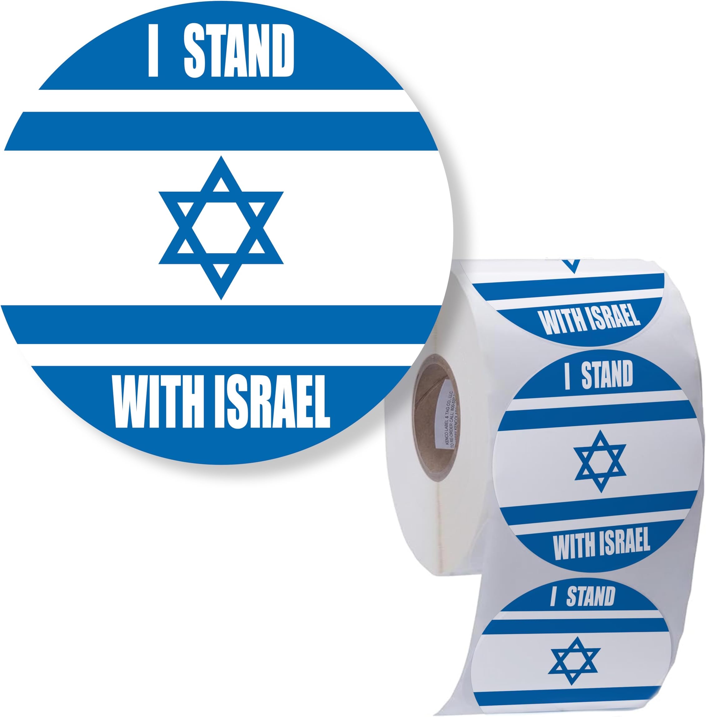 I Stand with Israel Sticker, Israeli Flag Stickers, 4 Inch Circles - 200 Stickers Per Roll - Made in The USA (5 Pack 1,000 Stickers)