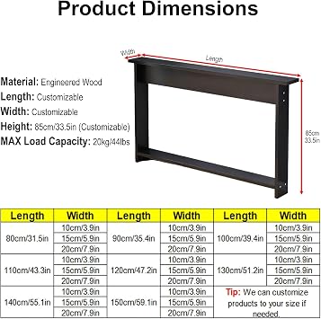 Skinny Behind Couch Table Narrow Entryway Table 85cm High, Skinny Console Table for Item Placement, Behind Couch Tables, Sofa Back Shelf, Easy to Install(C,110x15x85cm/43.3x5.9x33.5in)