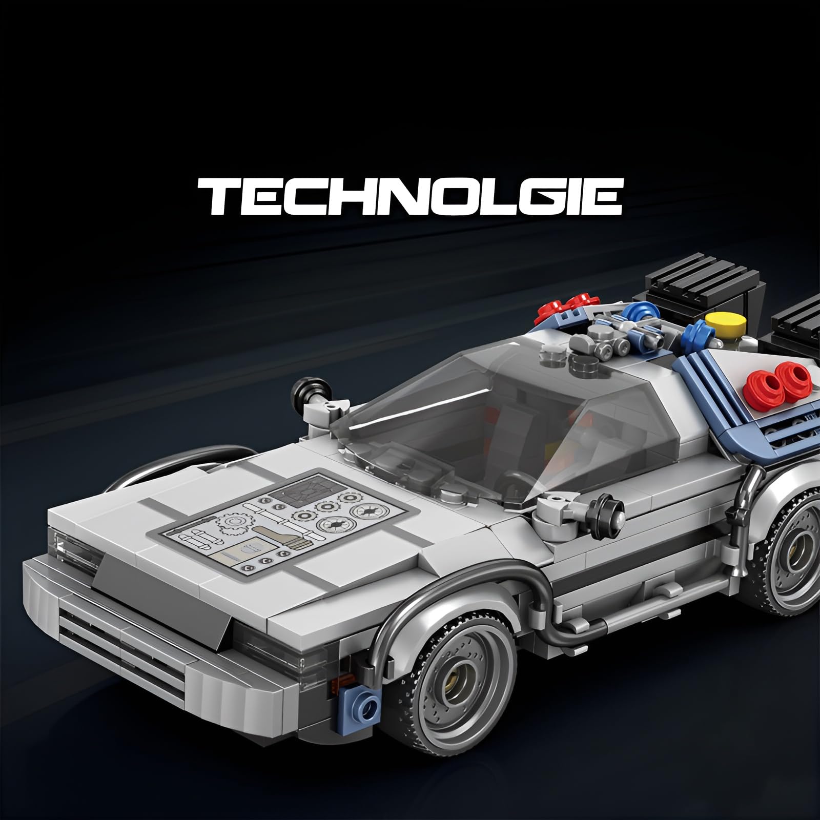 Technik Super Car Building Blocks, Back to Future Sports Car Building Toy Set - Image 3