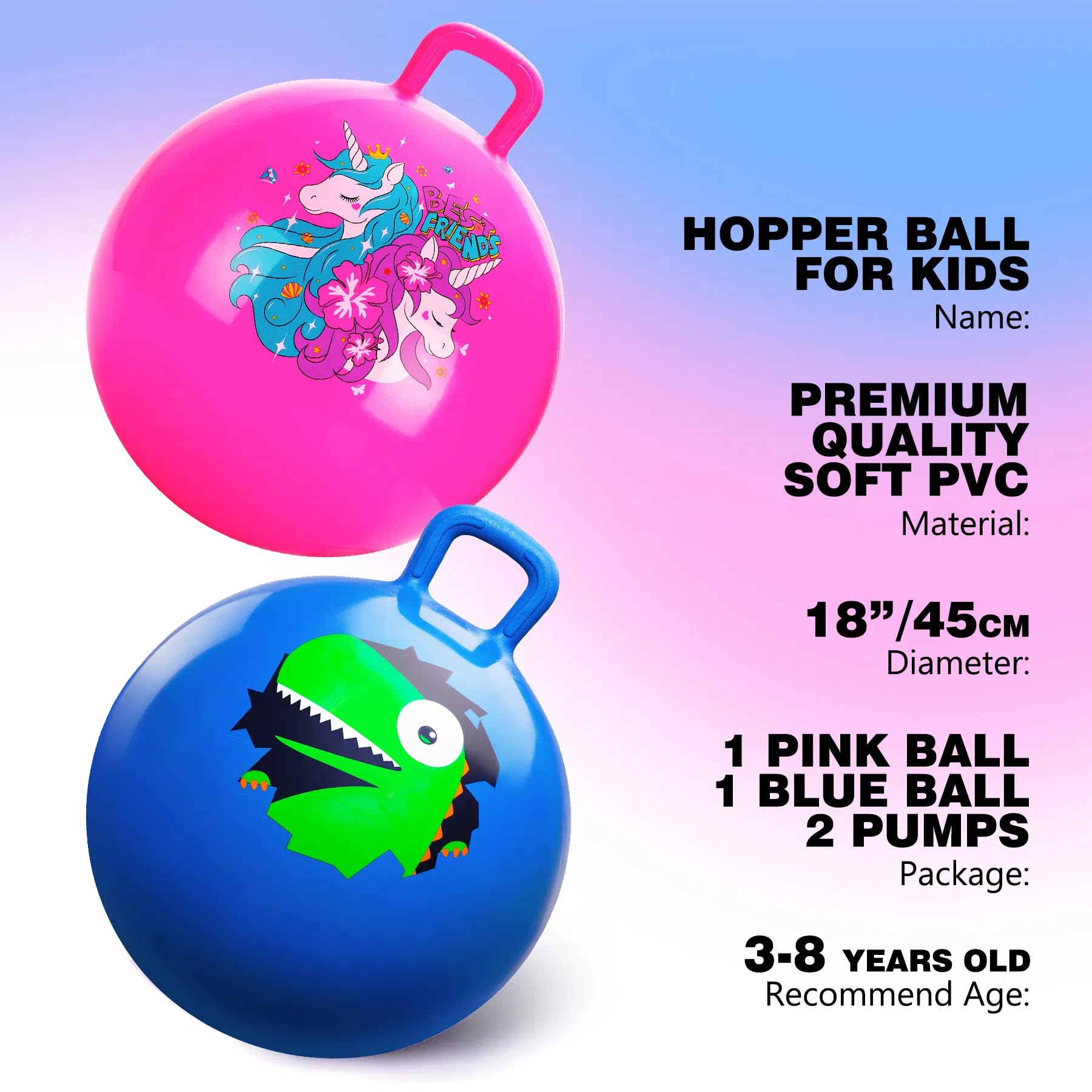 U&C Planet 2 Pack of Space Hoppers Hopperballs with Handle Hopper Toys for Kids Age 3-8 Garden Game Indoor & Outdoor Play Gifts for Children - Image 2