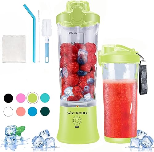 Licuadora portátil para batidos y licuados  Mini licuadora personal de 20 onzas recargable por USB licuadora de viaje con 6 cuchillas - Lima