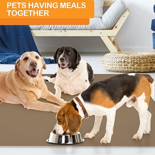 Miniatura 3 de KVK Tapete de agua para perros de 39.4 x 29.5 pulgadas, extra grande, tapete de silicona para cuencos para perros, impermeable, antideslizante,