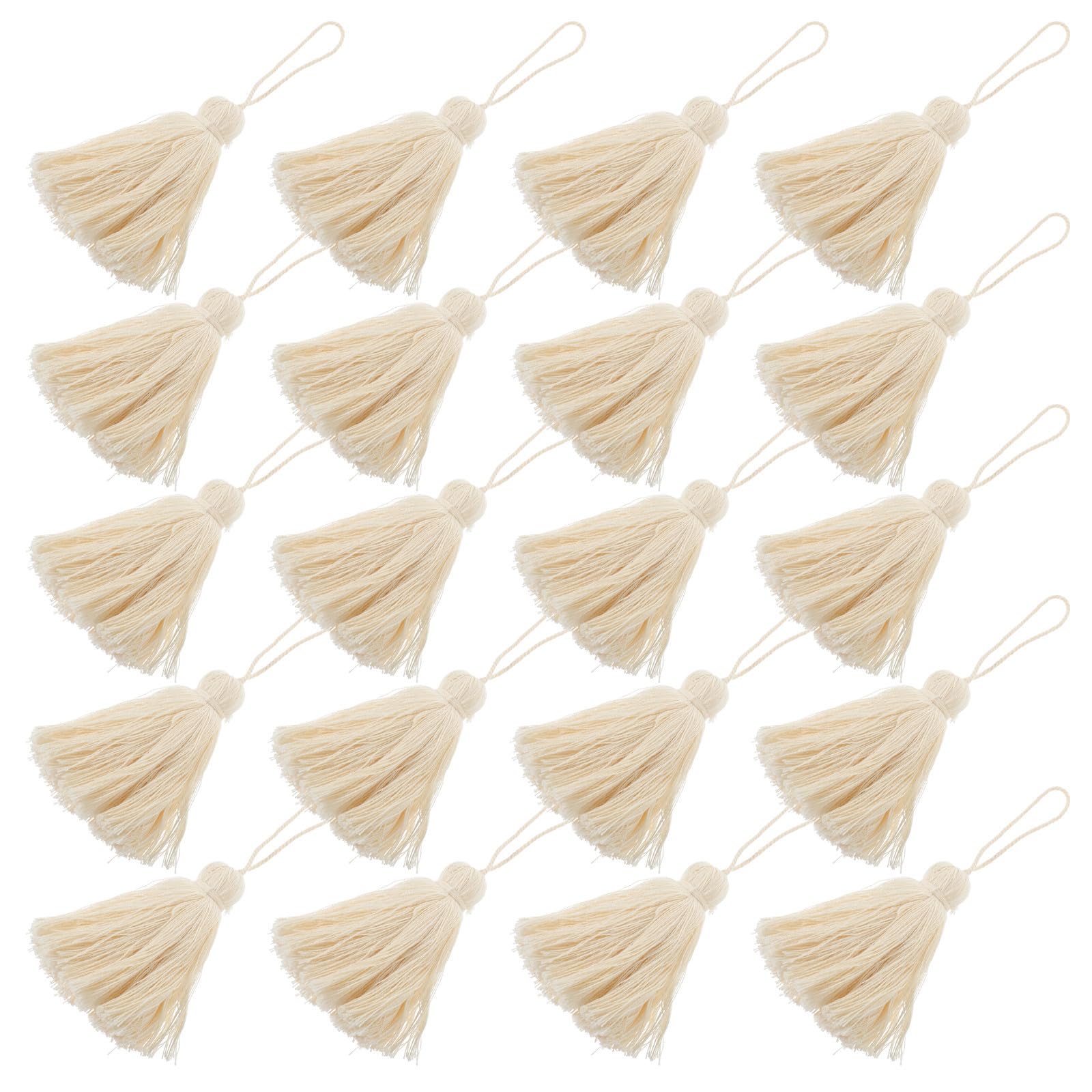 Borlas de algodón beige FIXOSHEE pack de 20 unidades para decoración de cortinas y manualidades