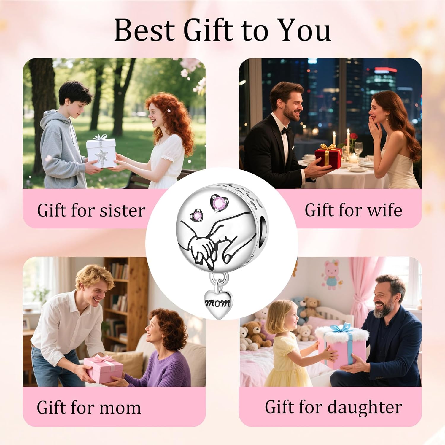 925 Sterling Silver Bead Charm for Pandora Bracelets and Necklaces,Pink Bow Cherry Butterfly Pendant Bead Charms Jewelry Present Valentines Gifts for Wife/Girlfriend Women - Image 7