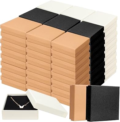 Tenceur 100 Pcs Jewelry Gift Boxes Bulk Kraft Jewelry Cardboard Box for Necklace Earring Bracelet Storage Package