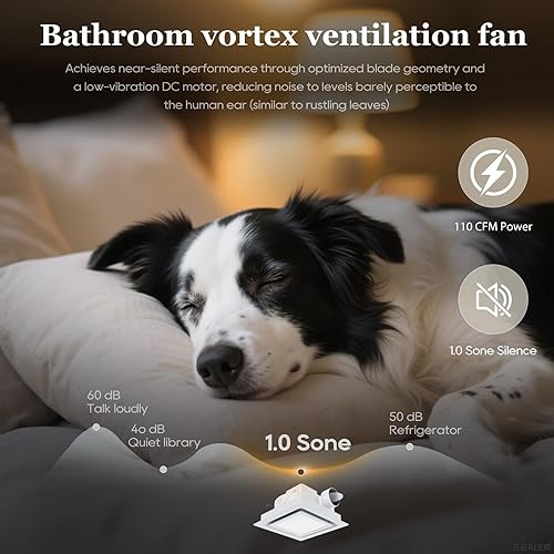 Miniatura 4 de Bathroom Exhaust Fan 10" Panel Ultra Quiet without Light（8x8 Mount）, 110CFM, 4" Duct for Bathroom/Garage/Home