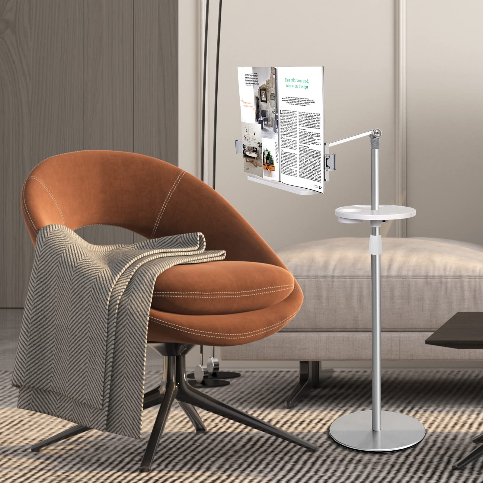 Shikha Book Stand for Reading Hands-Free Holder for Phone Tablet ,with Rotated Pad, Liftted Metal Support, 2 Spring Clips