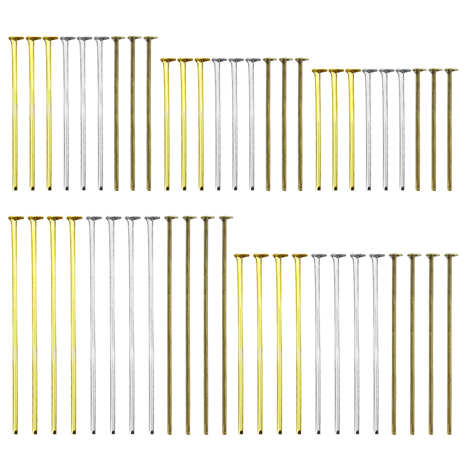 1500pcs Assorted Head Pins Set for Jewelry Making,Flat Head Pins Beading Pin Jewelry Heads Pin Kit Eye Pins Supplies for Beading DIY Craft,18/20/24/30