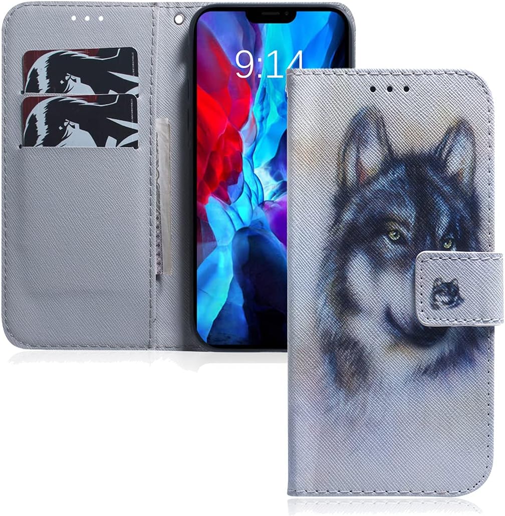 MRSTER Huawei Y5 2019 Case Durable Lightweight Classic Designed Flip Leather Wallet Case Fit Best Mobile Cellphone Case Protective Back Cover For Huawei Y5 2019 / Honor 8S. EF PU- White Wolf