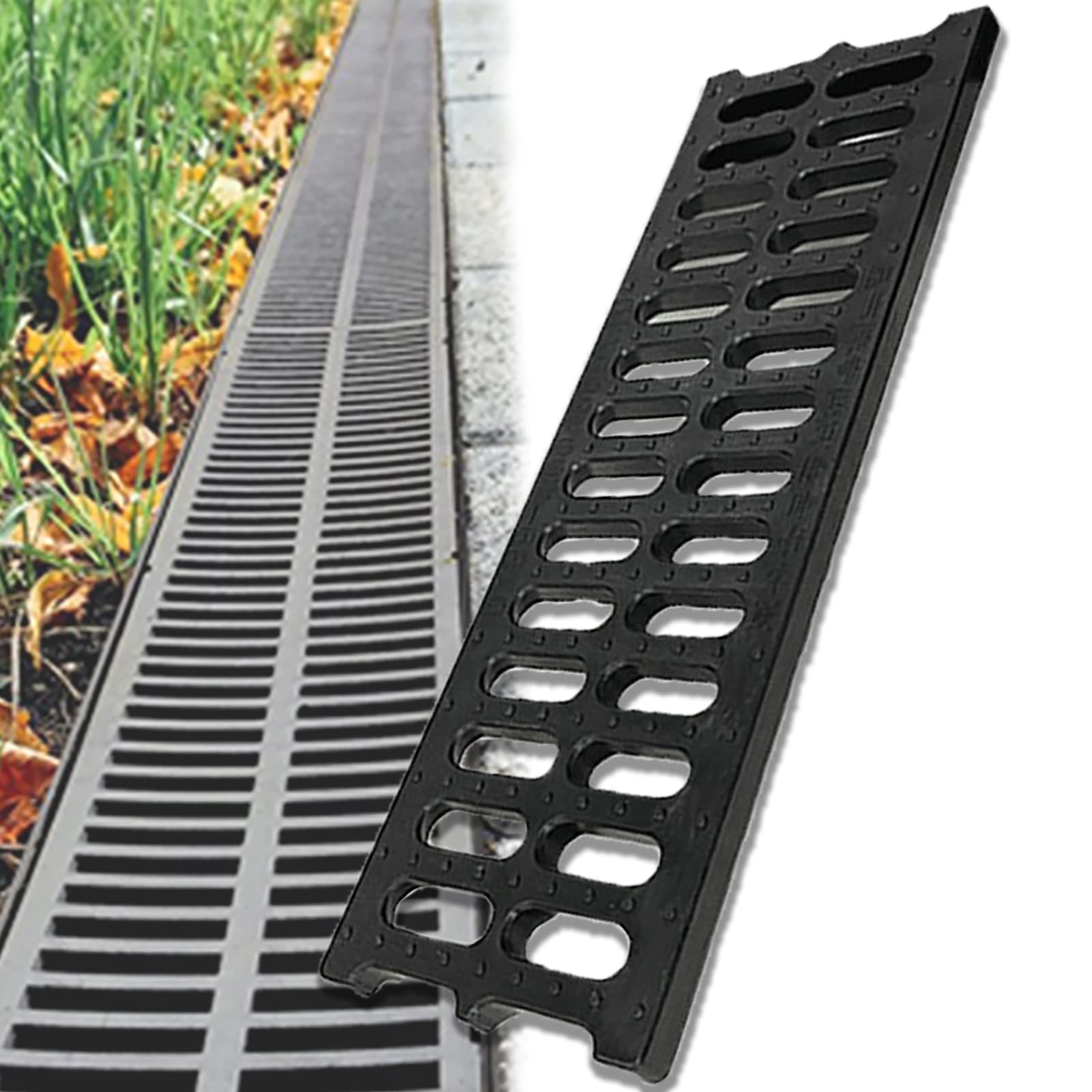 Earnmore Outdoor Drainage Grille, Drainage Grill, Drainage Systems, Outdoor Channel, Terrace Chain, Garden Grills, for Yard, Road, Park, 50 x 15 x 2 cm (50 x 5.9 x 0.79 inches)