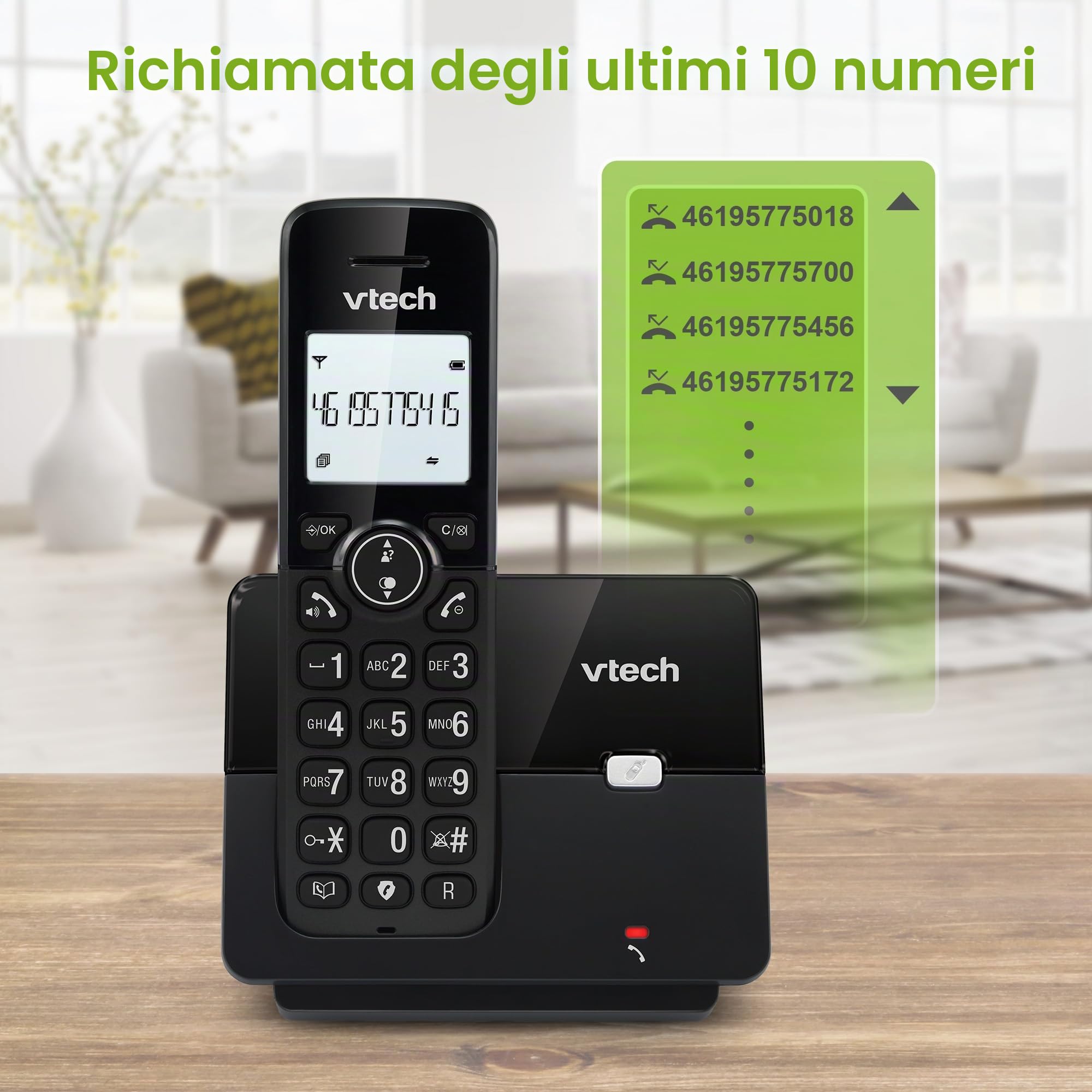 VTech CS2001 - Telefono cordless casa Duo, telefono fisso senza fili DECT facile da usare, ascolto extra forte, blocco chiamate in vivavoce, identificatore di chiamate, display retroilluminato, nero